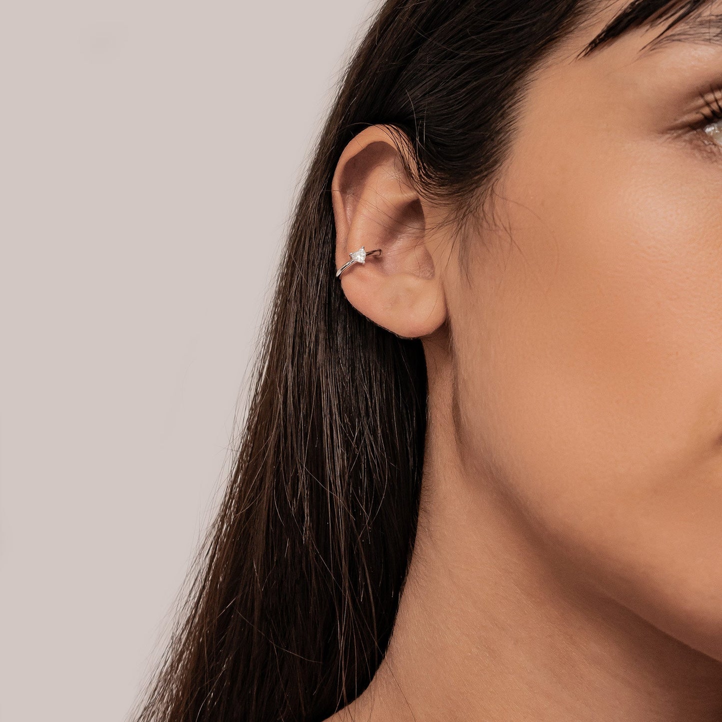 Diamond Heart Ear Cuff Sterling Silver