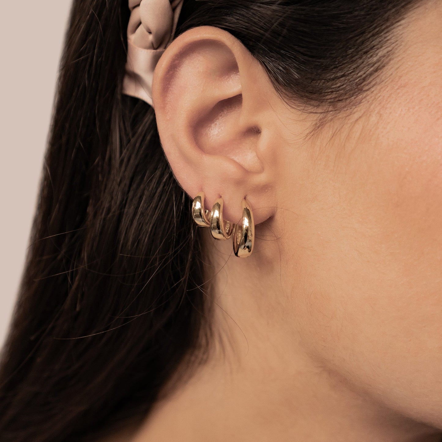 Dome Trio Hoop Earring Set Sterling Silver