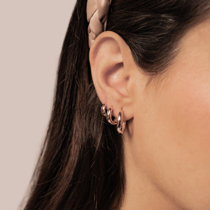 Dome Trio Hoop Earring Set Sterling Silver