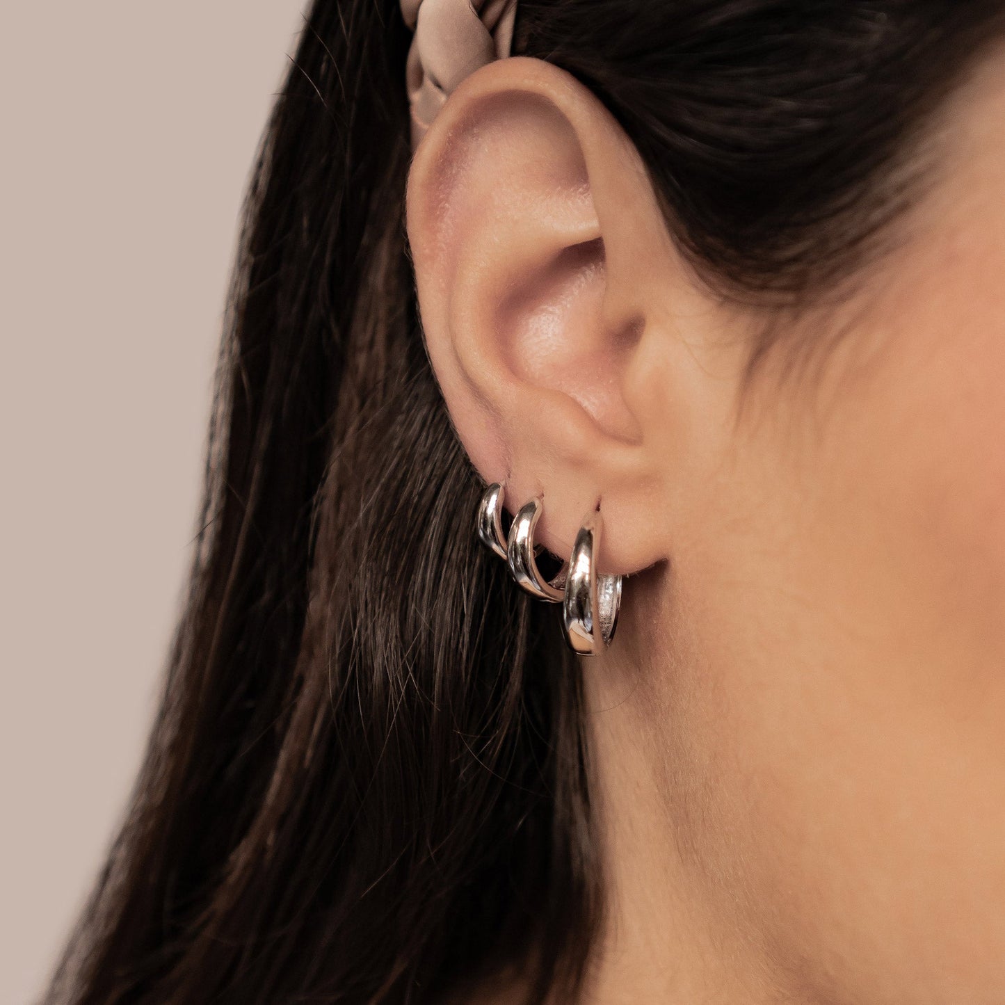 Dome Trio Hoop Earring Set Sterling Silver