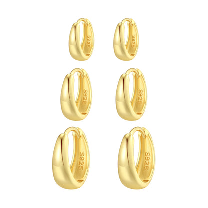 Dome Trio Hoop Earring Set Sterling Silver