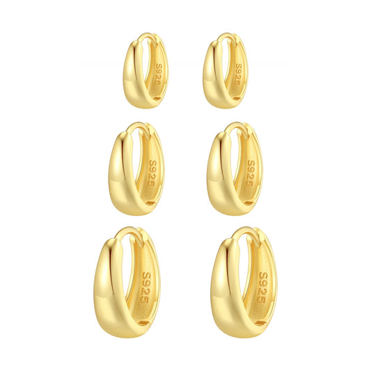 Dome Trio Hoop Earring Set Sterling Silver