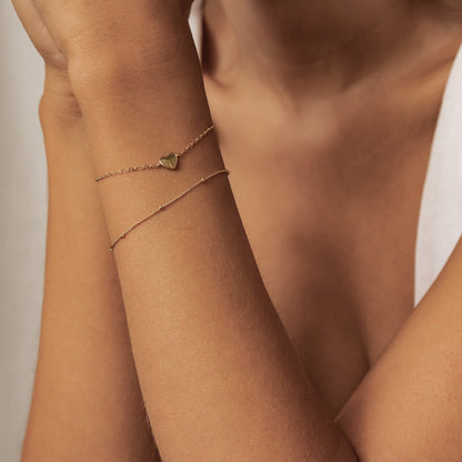 Double Chain Heart Bracelet Sterling Silver