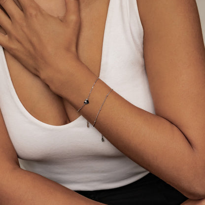 Double Chain Heart Bracelet Sterling Silver