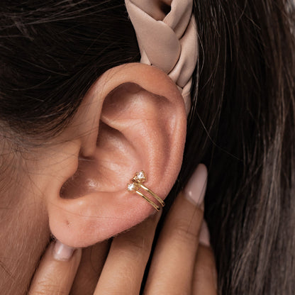 Double Sparkle Band Ear Cuff Sterling Silver