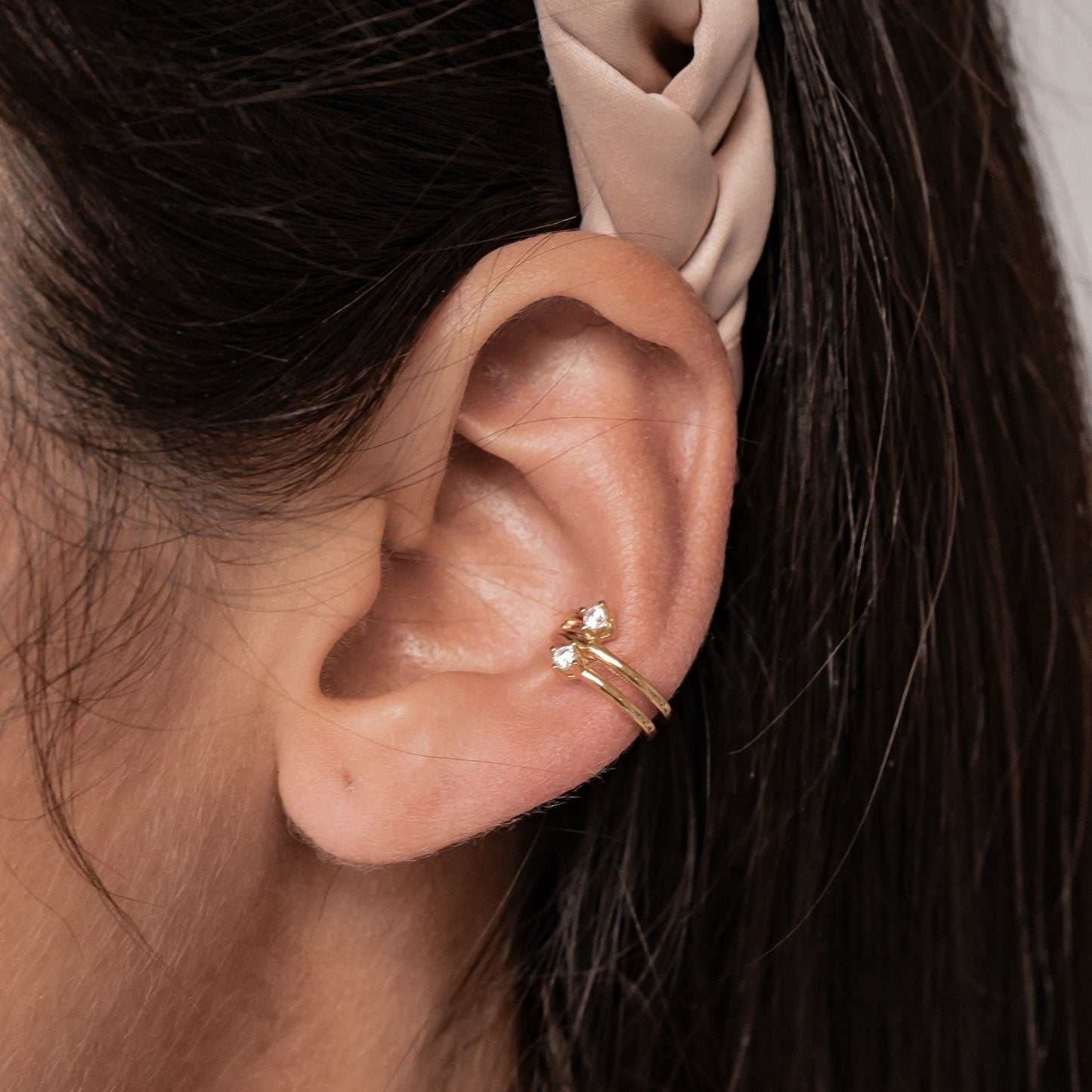 Double Sparkle Band Ear Cuff Sterling Silver