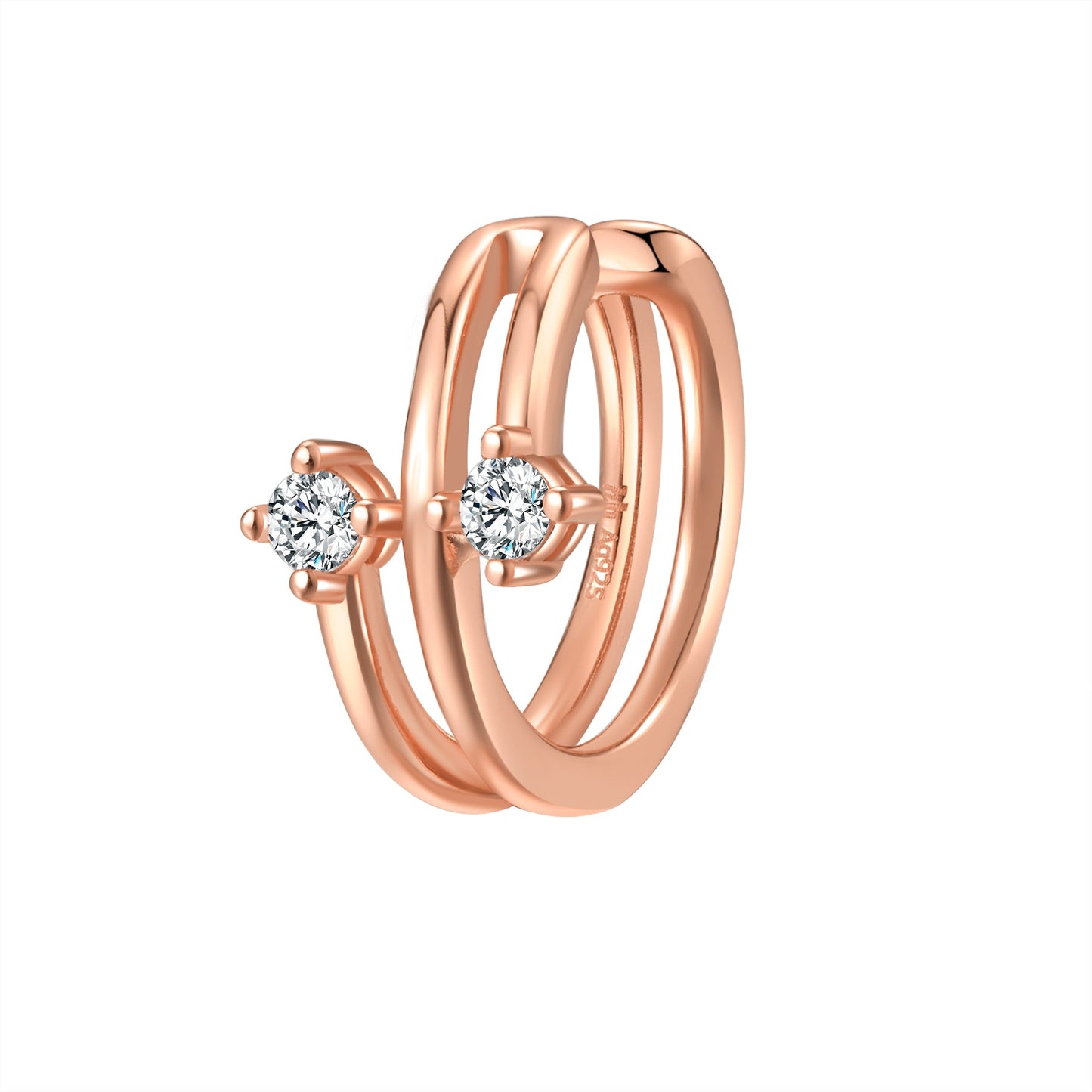 Double Sparkle Band Ear Cuff Sterling Silver