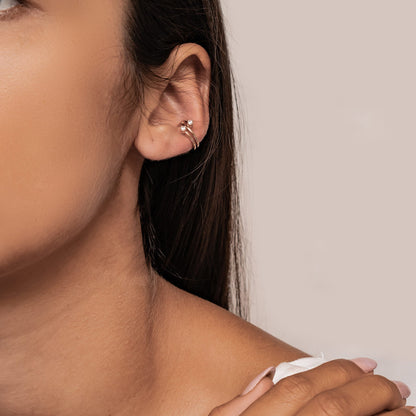 Double Sparkle Band Ear Cuff Sterling Silver