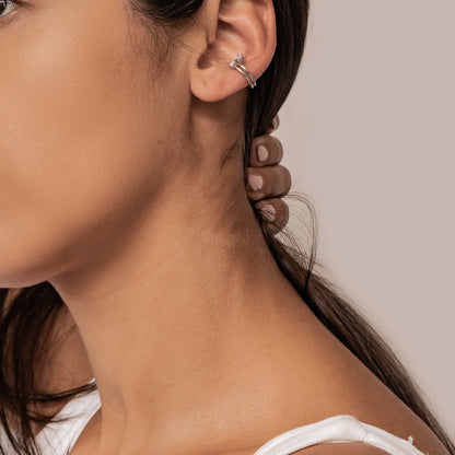 Double Sparkle Band Ear Cuff Sterling Silver