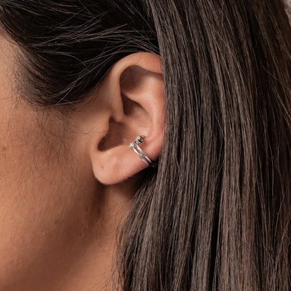 Double Sparkle Band Ear Cuff Sterling Silver