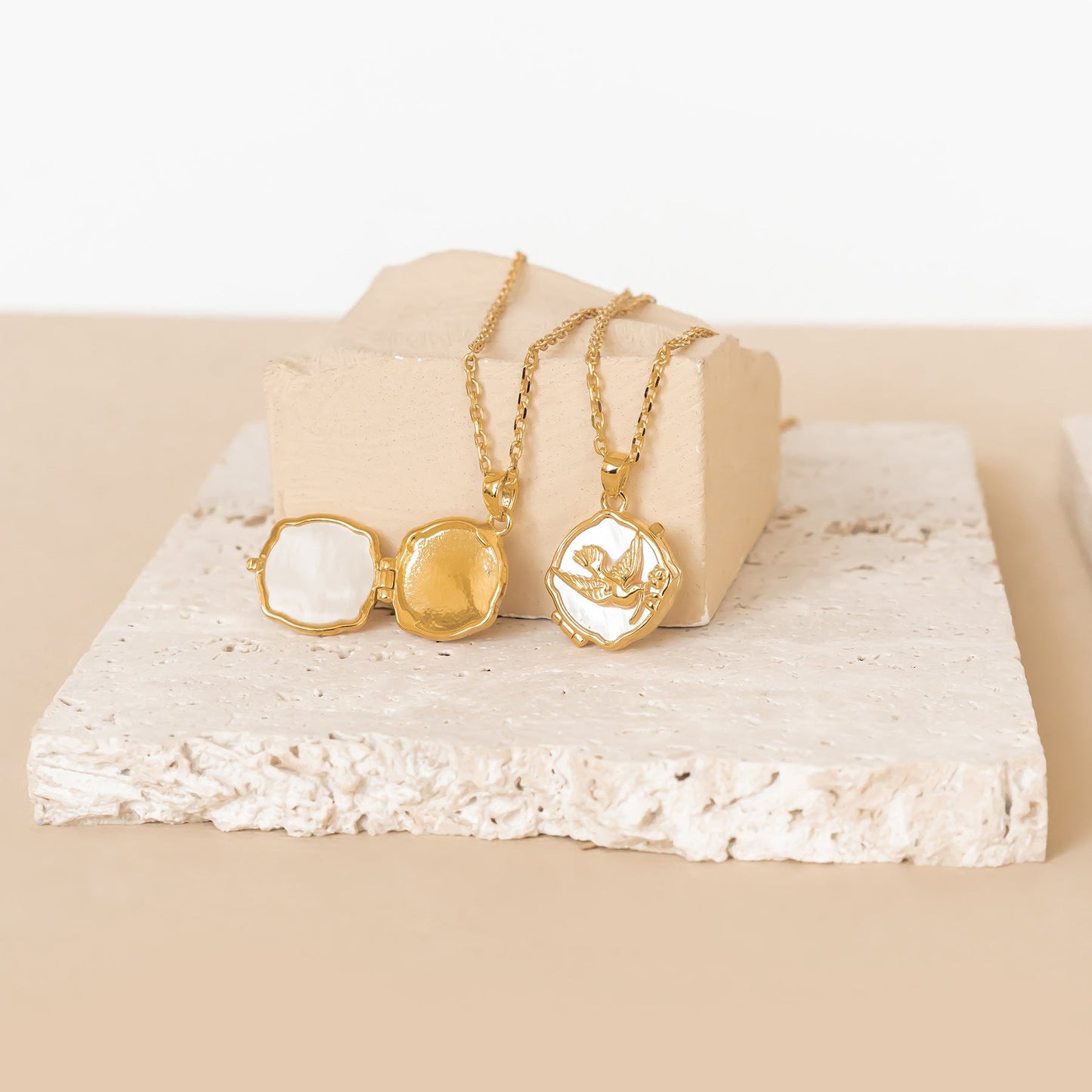 Dove & Olive Branch Locket Necklace Sterling Silver