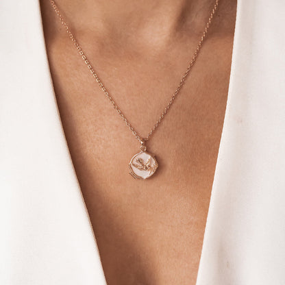 Dove & Olive Branch Locket Necklace Sterling Silver