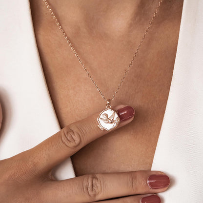 Dove & Olive Branch Locket Necklace Sterling Silver