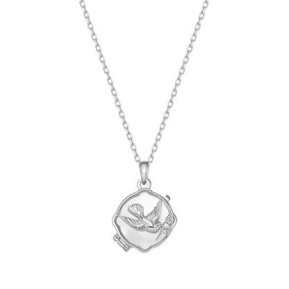 Dove & Olive Branch Locket Necklace Sterling Silver
