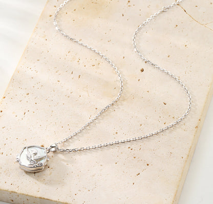 Dove & Olive Branch Locket Necklace Sterling Silver