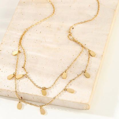 Drop Charm Layered Necklace Waterproof