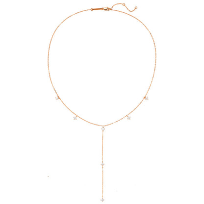 Ellipse Y Chain Necklace Sterling Silver Gold