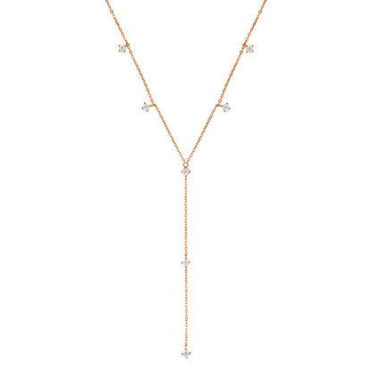 Ellipse Y Chain Necklace Sterling Silver Gold