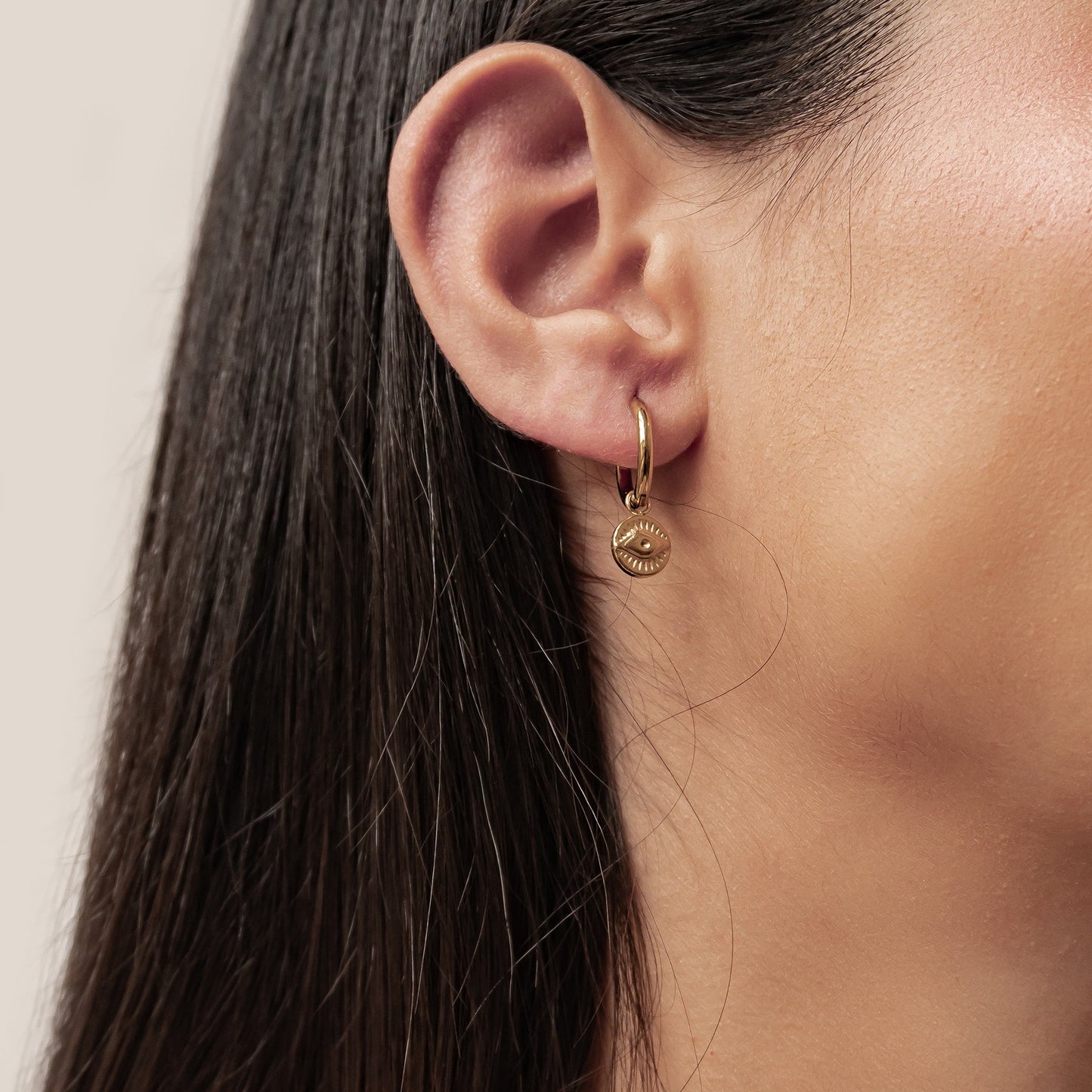 Evil Eye Charm Hoop Earrings Waterproof