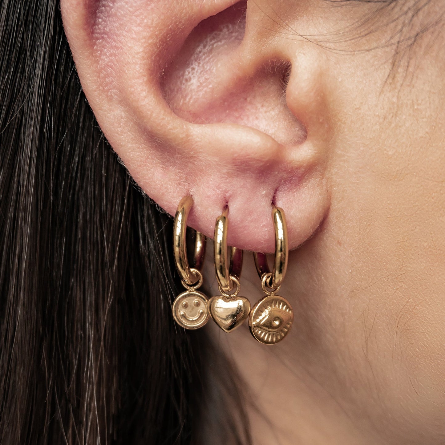 Evil Eye Charm Hoop Earrings Waterproof