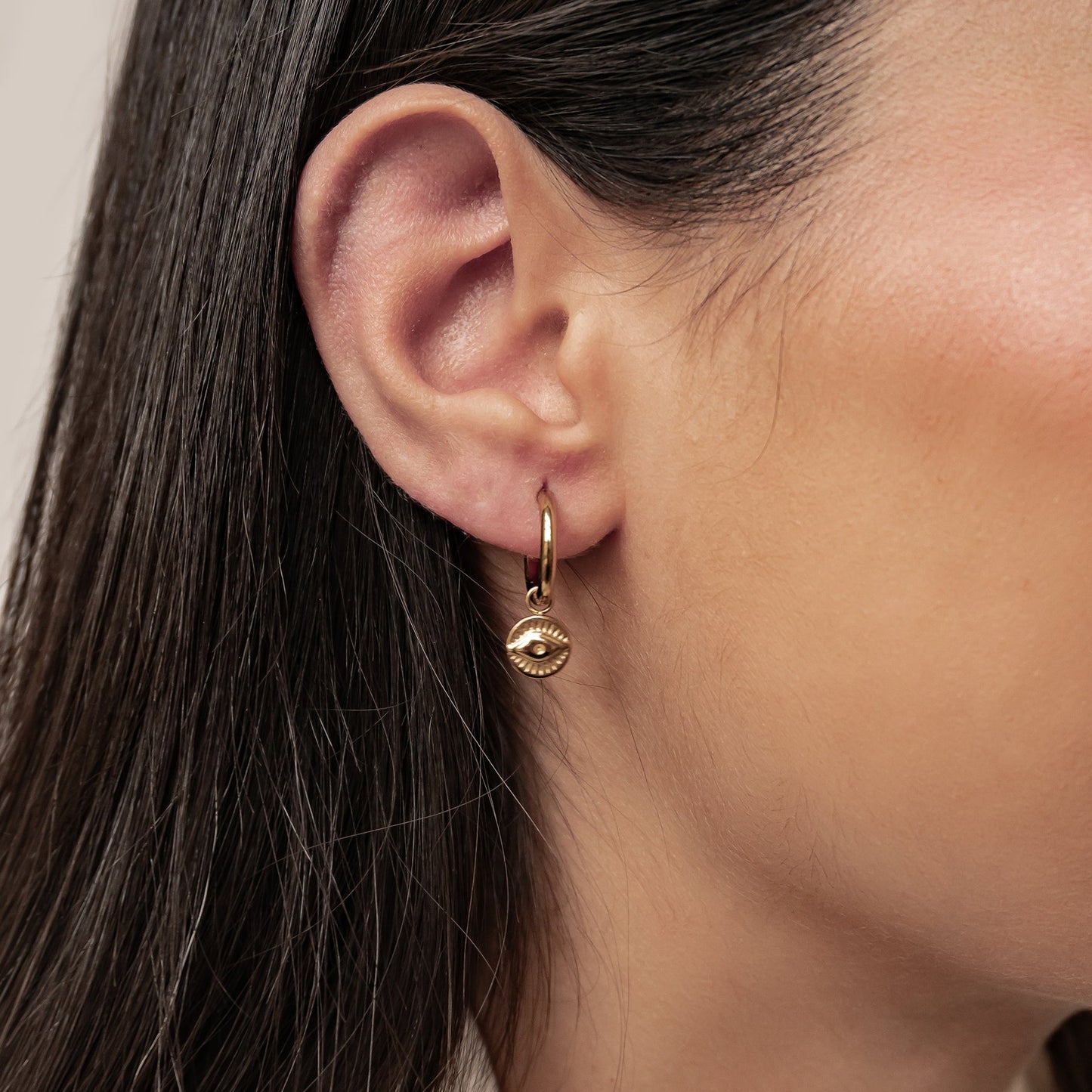 Evil Eye Charm Hoop Earrings Waterproof