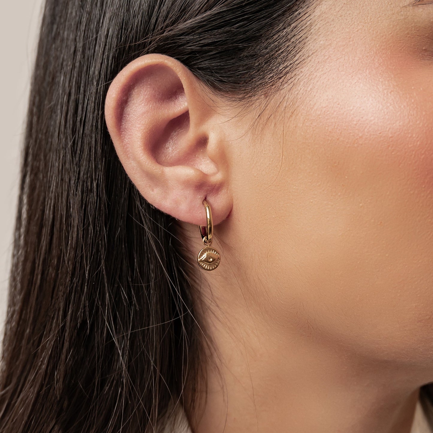 Evil Eye Charm Hoop Earrings Waterproof