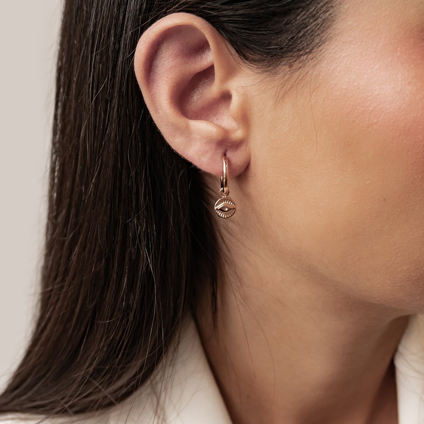 Evil Eye Charm Hoop Earrings Waterproof