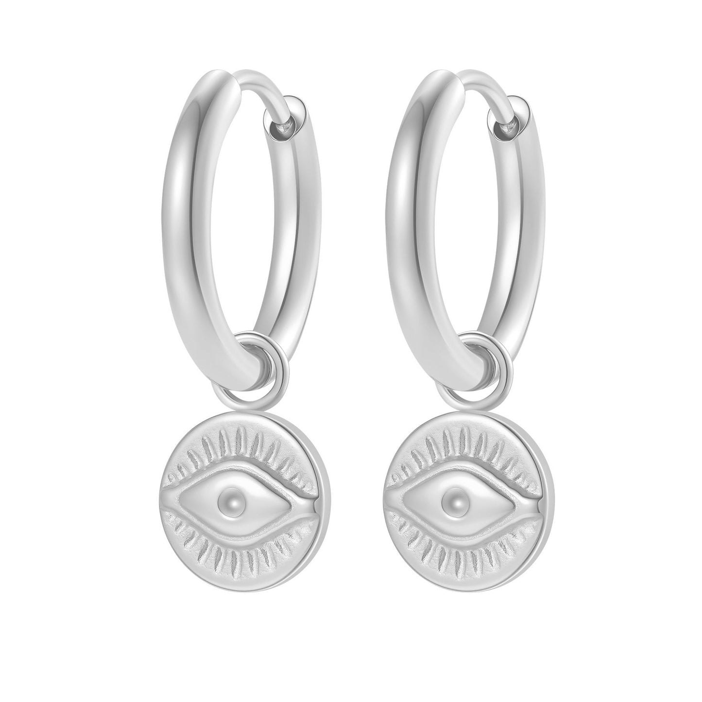 Evil Eye Charm Hoop Earrings Waterproof