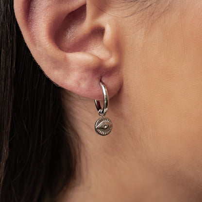 Evil Eye Charm Hoop Earrings Waterproof