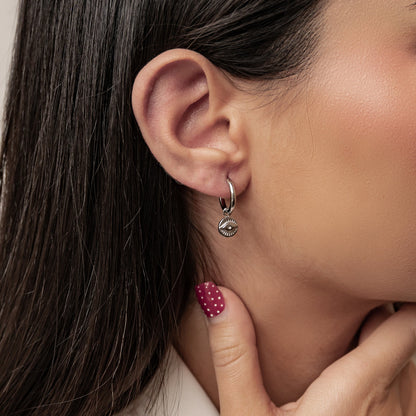 Evil Eye Charm Hoop Earrings Waterproof