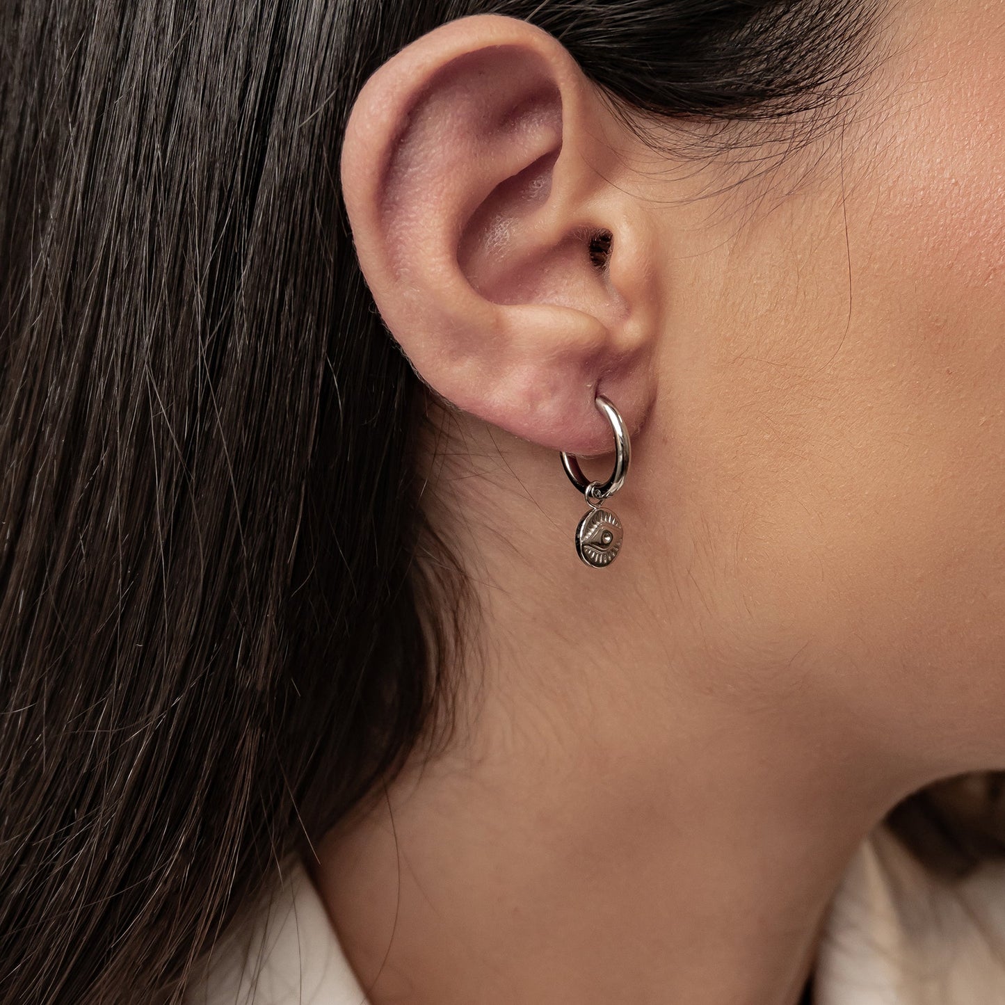 Evil Eye Charm Hoop Earrings Waterproof