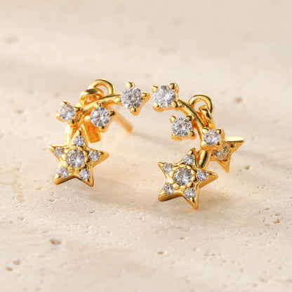 Falling Star Stud Earrings Sterling Silver