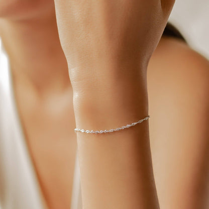 Fine Singapore Chain Bracelet Sterling Silver