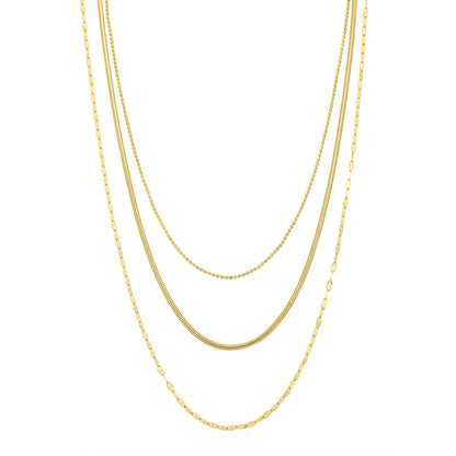 Fine Triple Layer Chain Necklace Waterproof