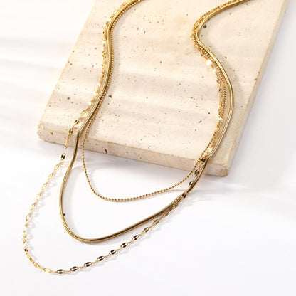 Fine Triple Layer Chain Necklace Waterproof