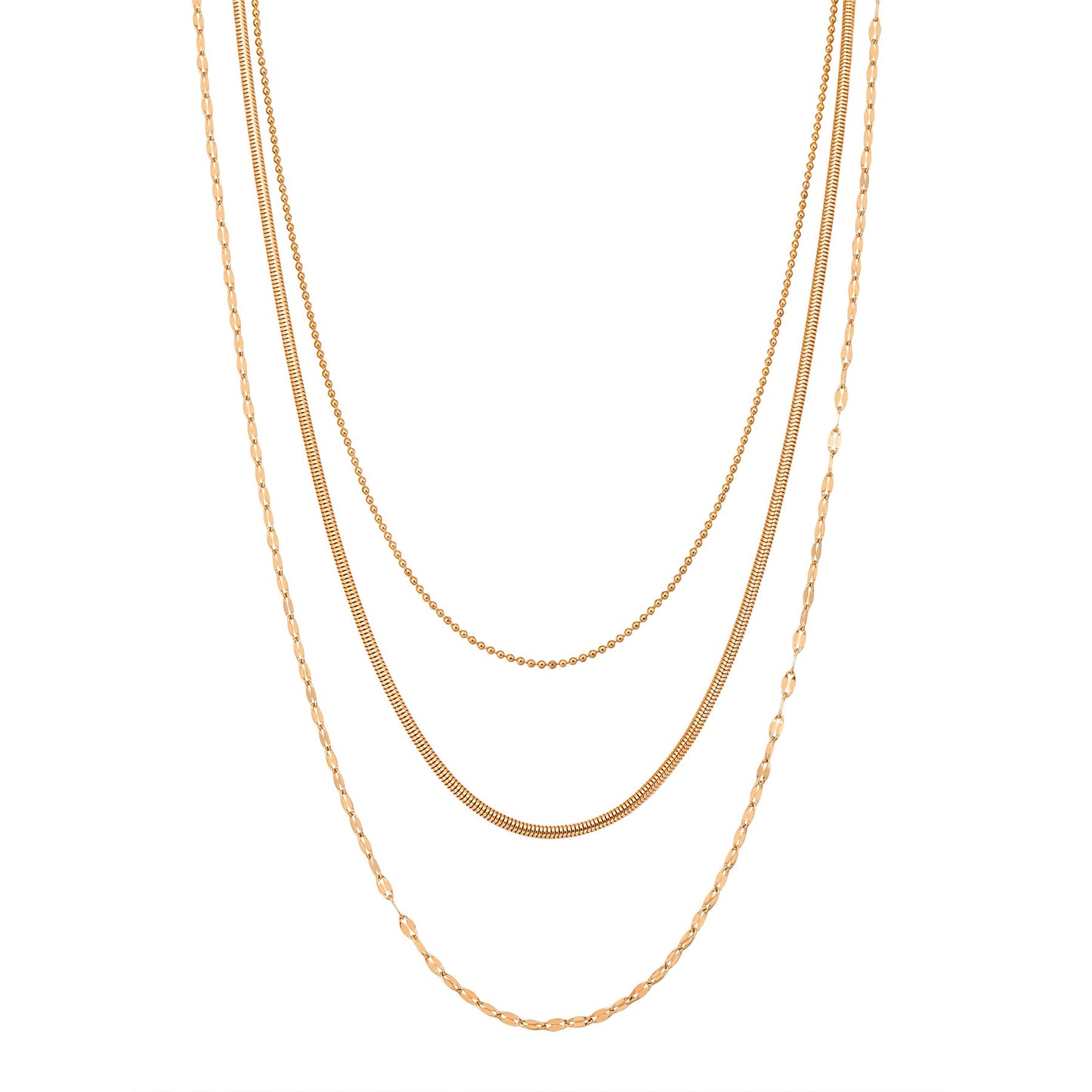 Fine Triple Layer Chain Necklace Waterproof