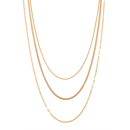 Fine Triple Layer Chain Necklace Waterproof