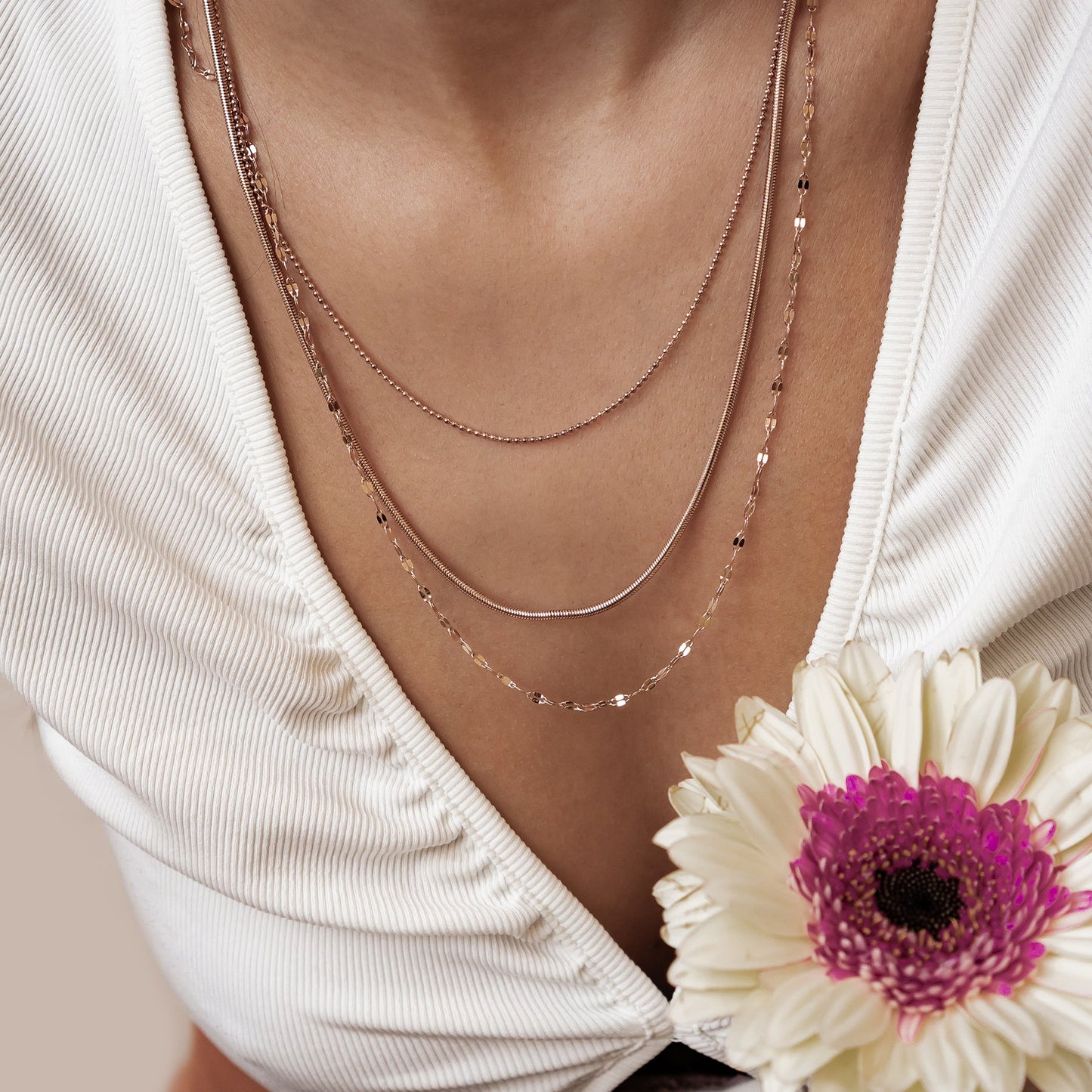 Fine Triple Layer Chain Necklace Waterproof