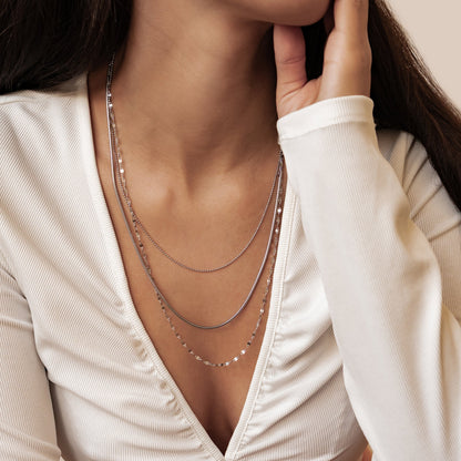 Fine Triple Layer Chain Necklace Waterproof