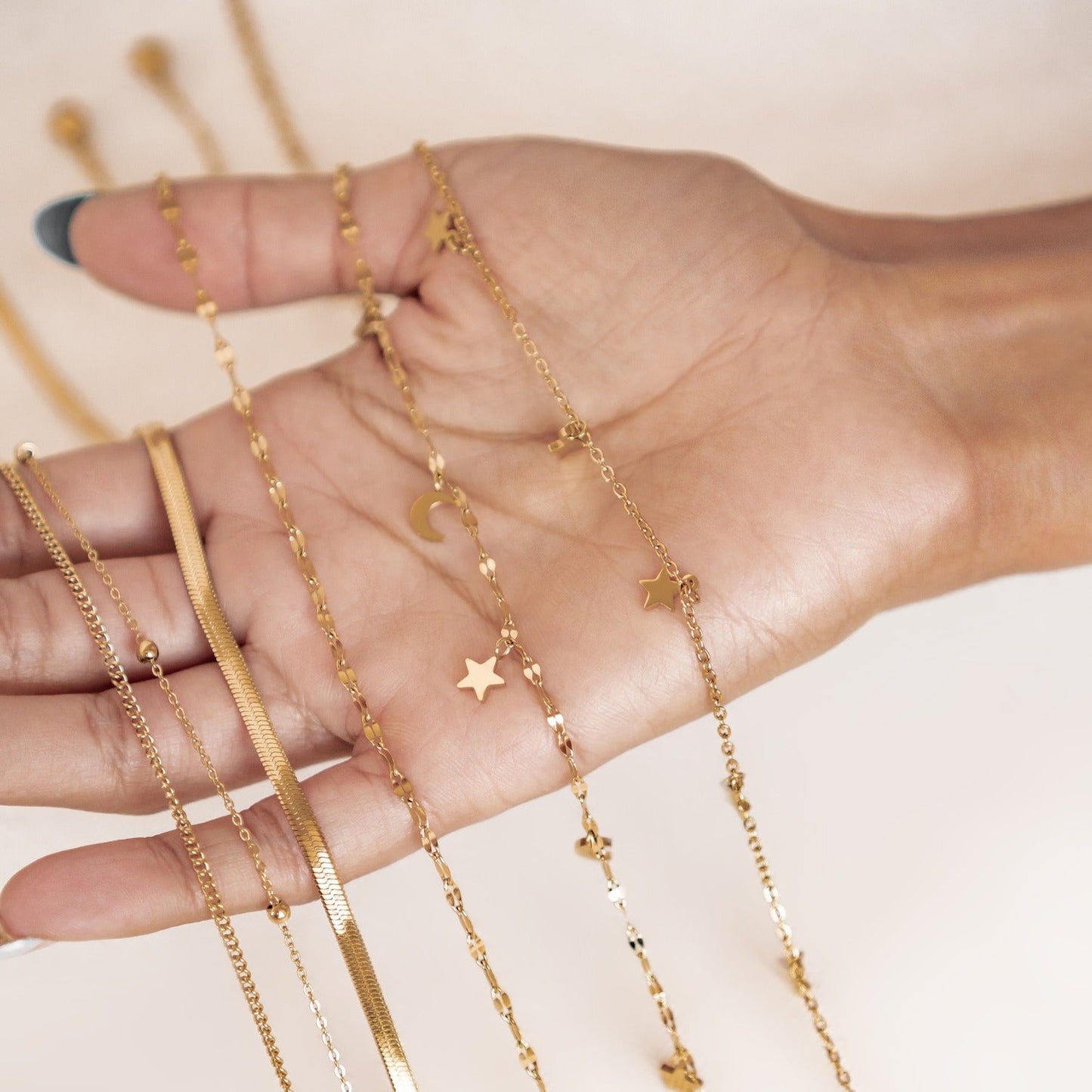 Flattened Rolo Chain Necklace Gold