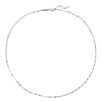 Flattened Rolo Chain Necklace Sterling Silver