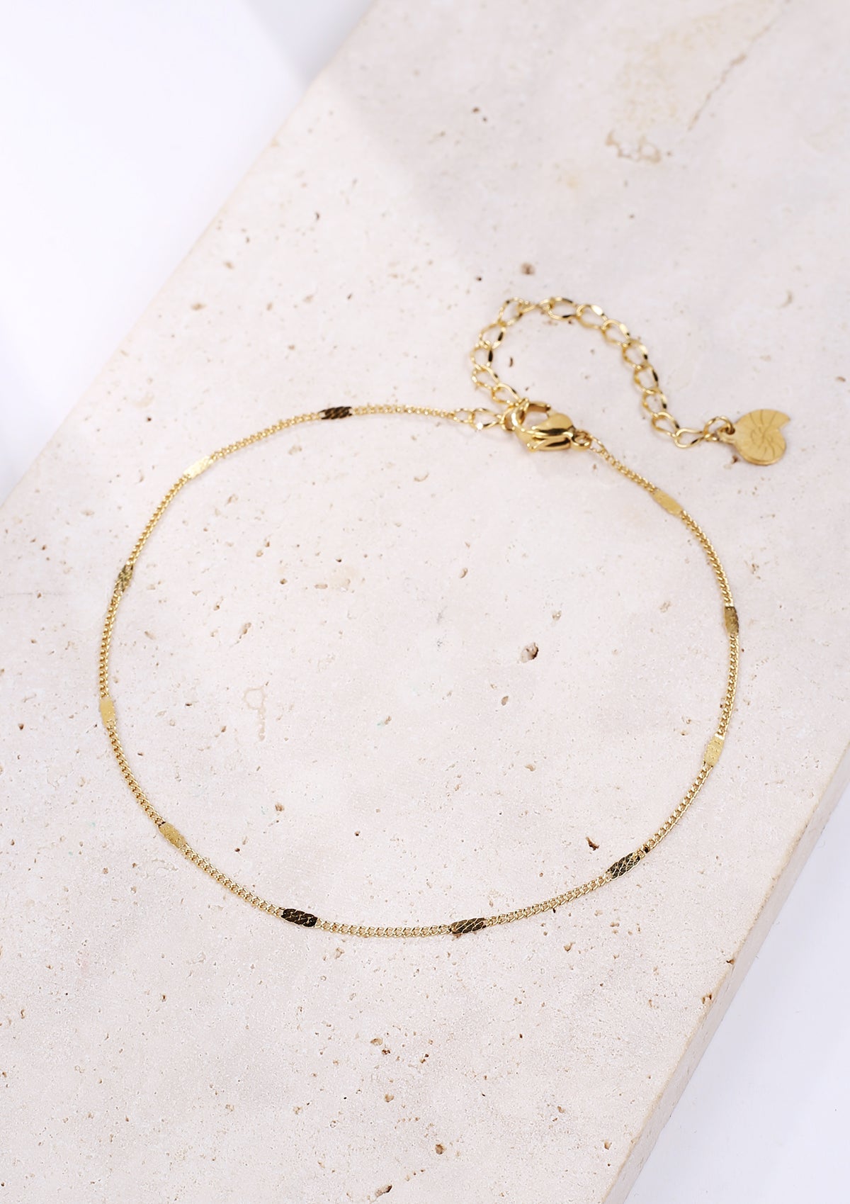 Flattened Curb Chain Anklet Gold