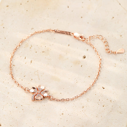 Four Leaf Clover Bracelet Sterling Silver