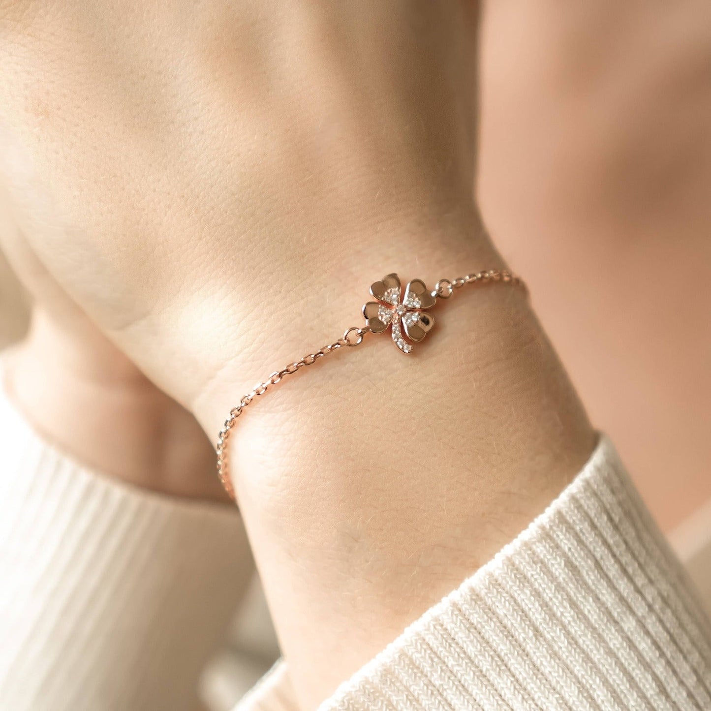 Four Leaf Clover Bracelet Sterling Silver