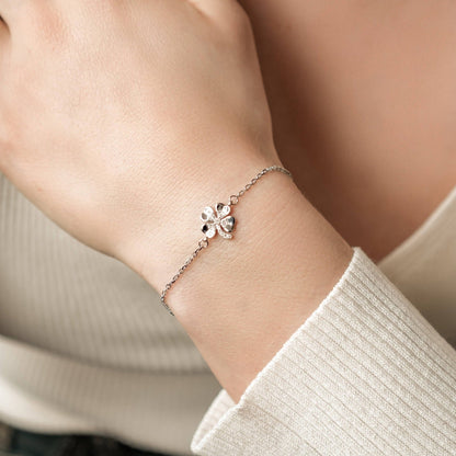Four Leaf Clover Bracelet Sterling Silver