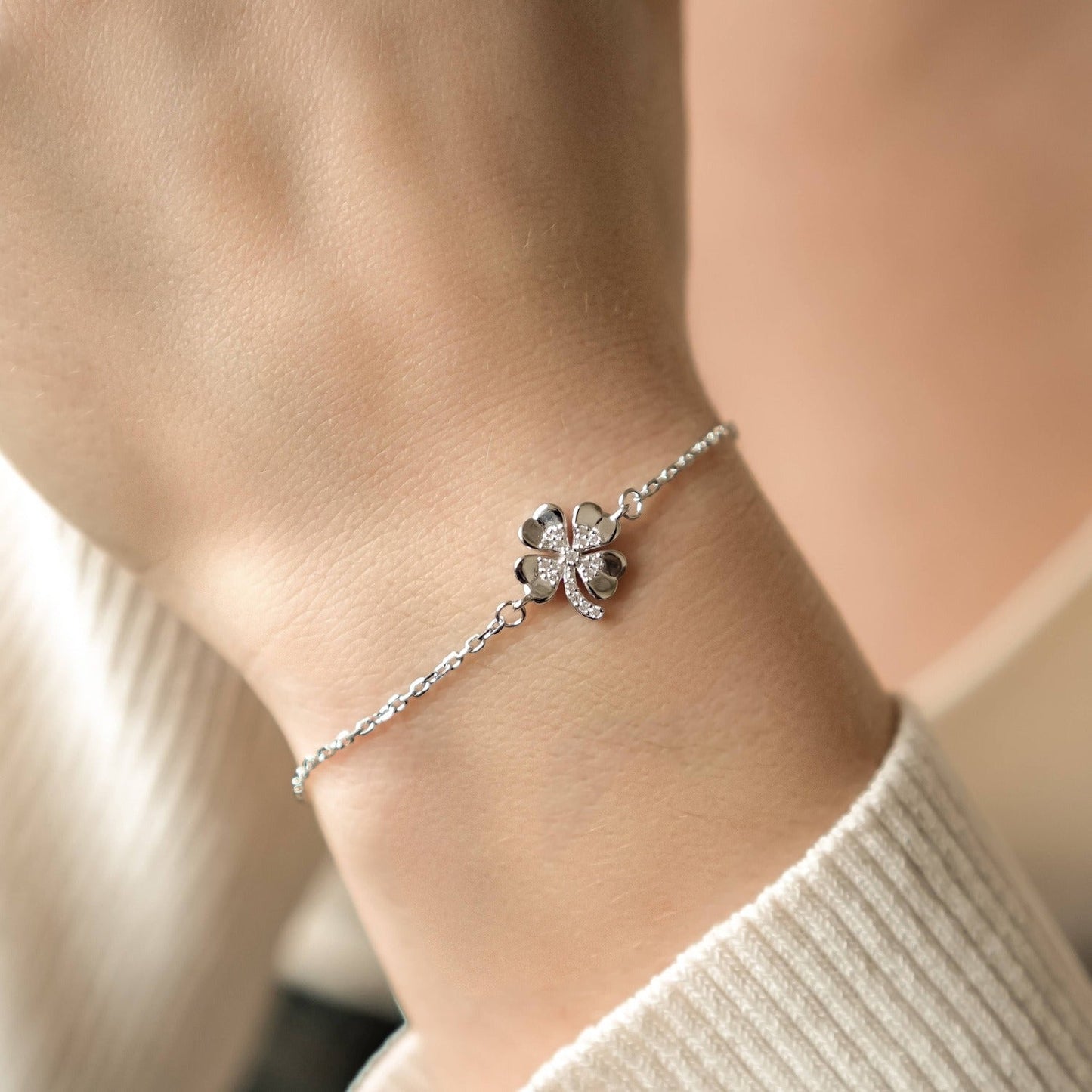 Four Leaf Clover Bracelet Sterling Silver
