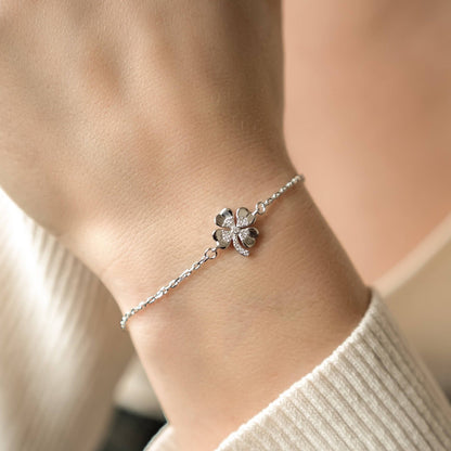 Four Leaf Clover Bracelet Sterling Silver