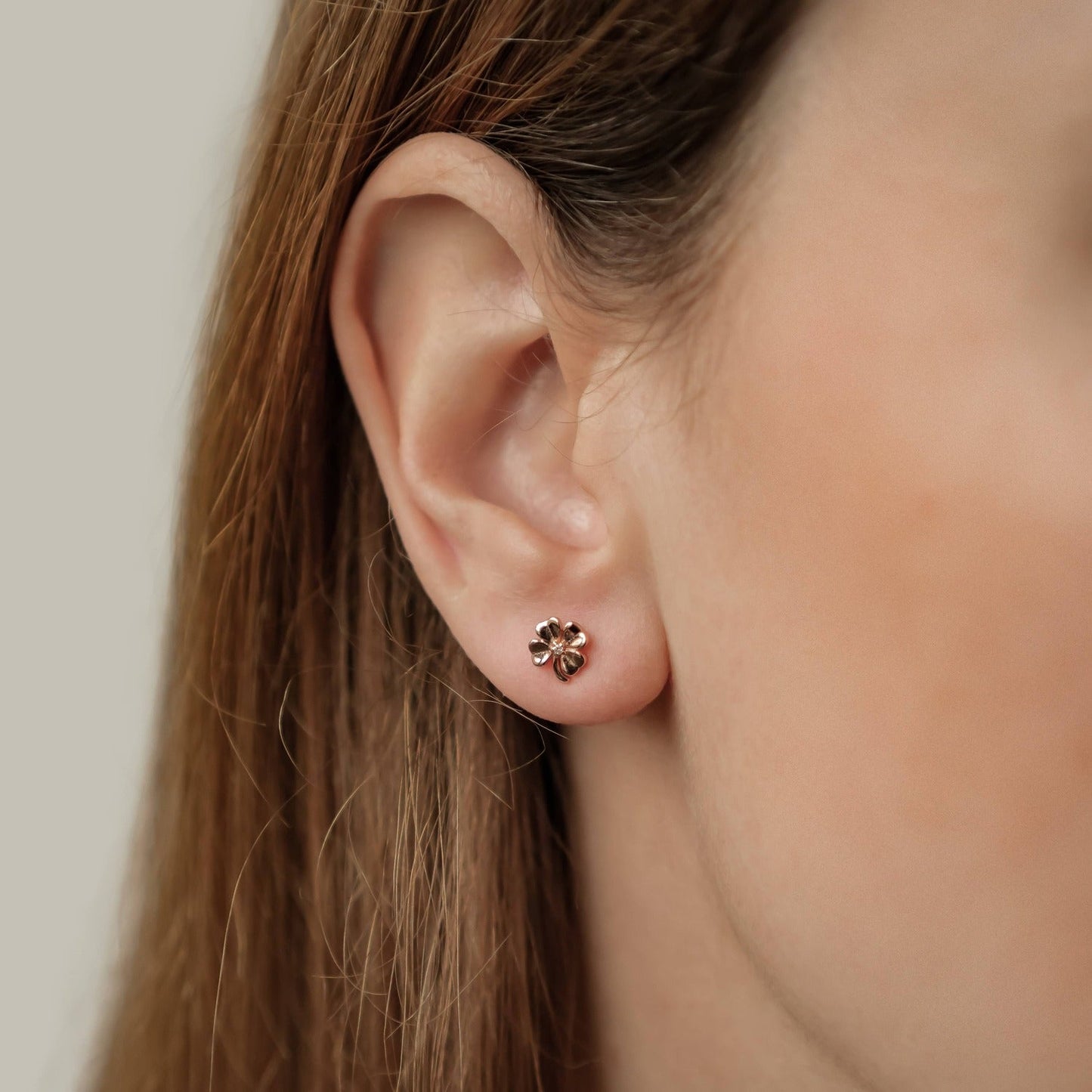 Four Leaf Clover Stud Earrings Sterling Silver