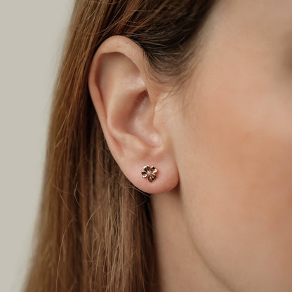 Four Leaf Clover Stud Earrings Sterling Silver