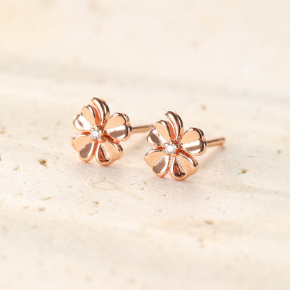 Four Leaf Clover Stud Earrings Sterling Silver
